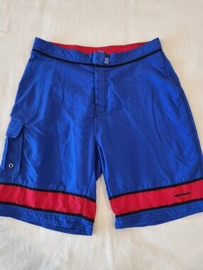 Vintage Jimmy Z Jimmy'z Size 32 Nylon Board Shorts Blue Red Colorblock